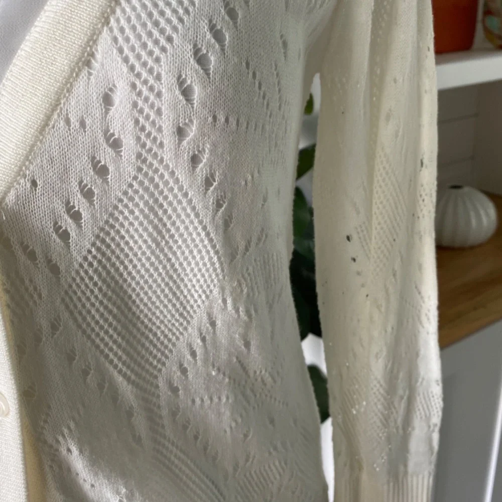 AB Studio White Cardigan Sz M - Picture 2 of 8